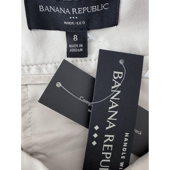 NWT BANANA REPUBLIC Satin Wide Leg Pleated Pants Gold Oyster Pearl Womens Size 8 - Picture 8 of 11